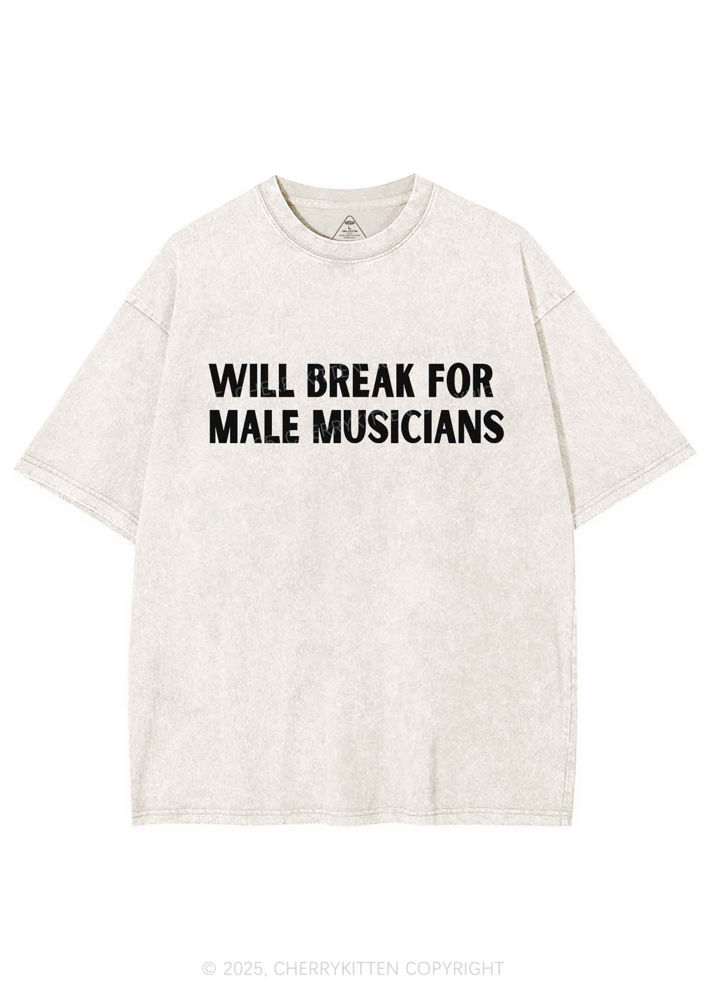 Break For Male Musicians Y2K Shirts Washed Tee Cherrykitten