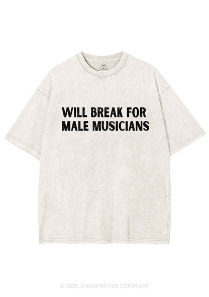 Break For Male Musicians Y2K Shirts Washed Tee Cherrykitten