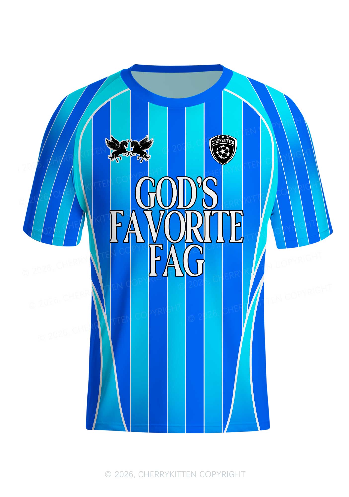 Blue Gods Favorite Fag Pride Y2K Football Jersey Shirts Cherrykitten