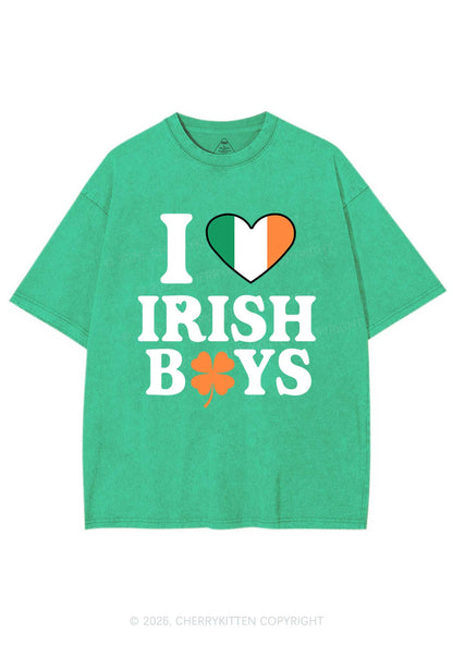 Irish Boy Shamrock St Patricks Y2K Washed Tee Cherrykitten