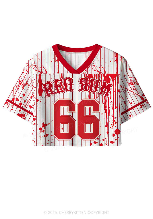 Halloween Custom Red Rum Blood Y2K Crop Sport Jersey Shirts Cherrykitten