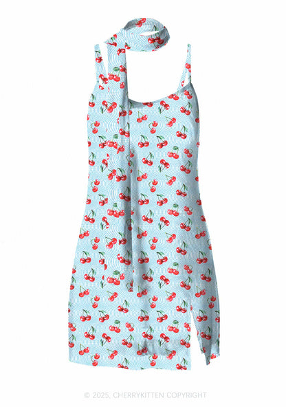 Blue Cherry Y2K Mesh Slip Dress Cherrykitten