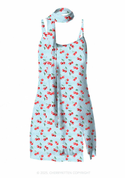 Blue Cherry Y2K Mesh Slip Dress Cherrykitten