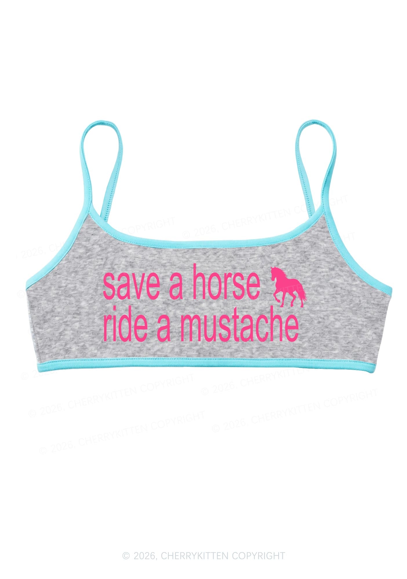 Ride A Mustache Y2K Super Crop Cami Cherrykitten