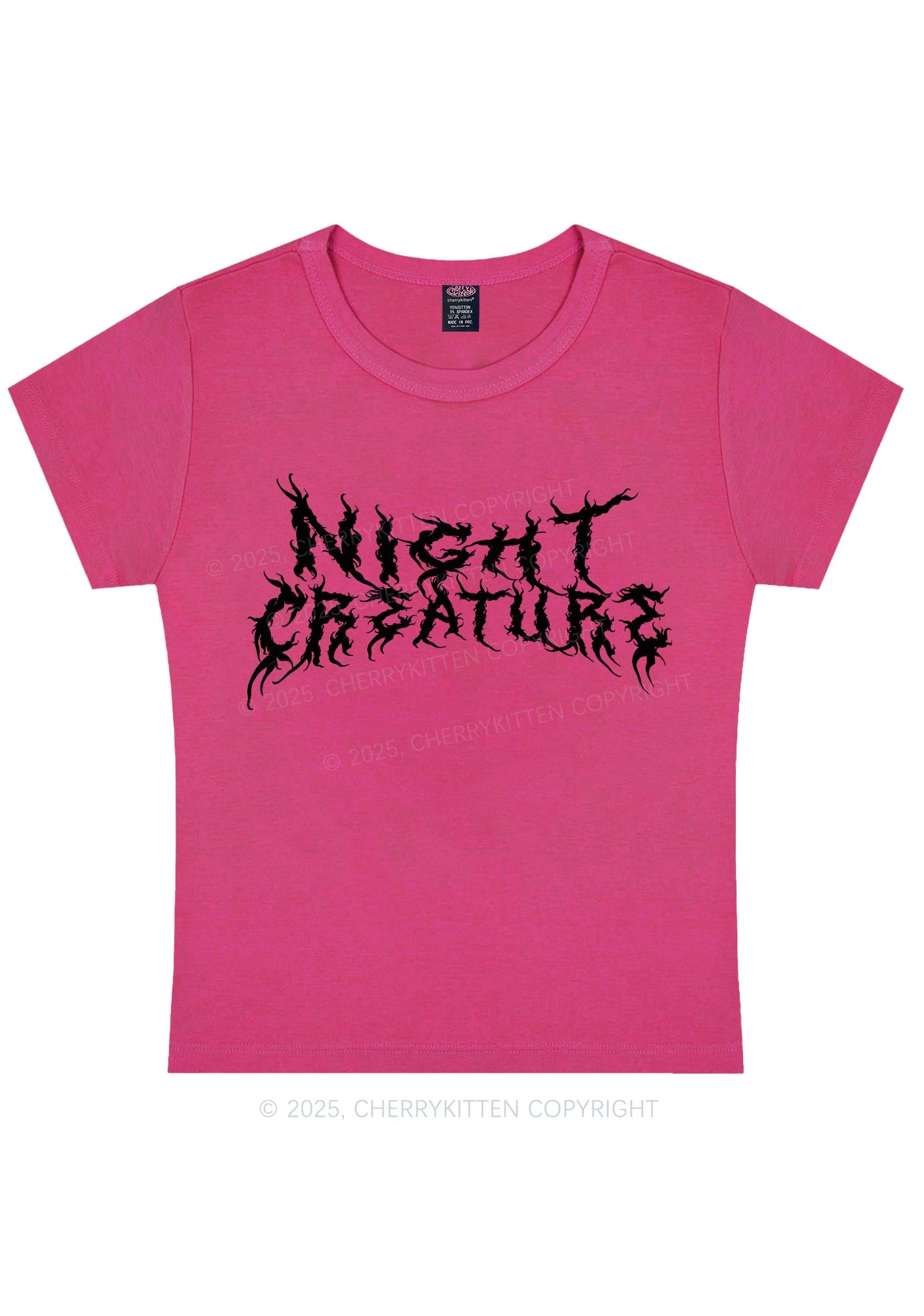 Night Creature Y2K Baby Tee Cherrykitten