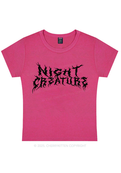 Night Creature Y2K Baby Tee Cherrykitten