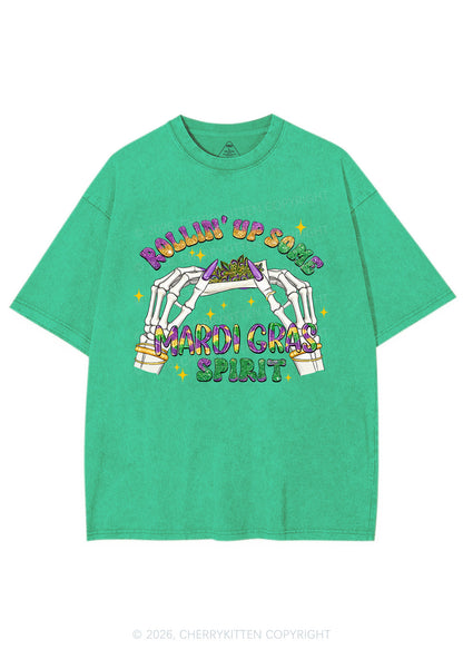 Rollin Up Mardi Gras Spirit Y2K Shirts Washed Tee Cherrykitten