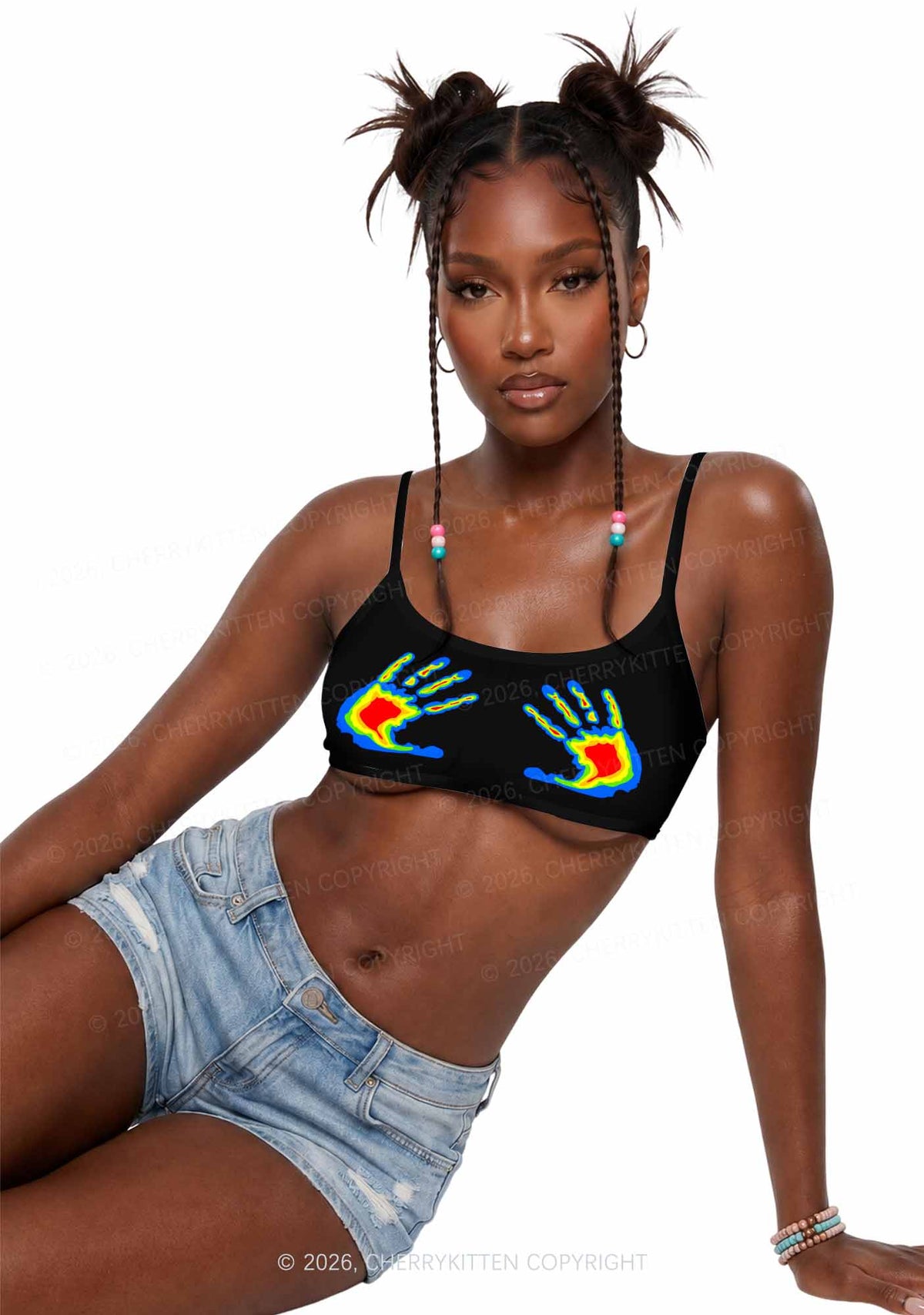 Thermal Hands Y2K Print Super Crop Cami Cherrykitten