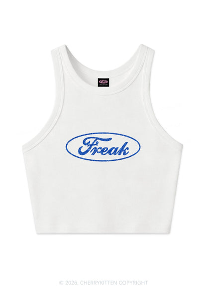Glitter Oval Freak Y2K Crop Tank Top Cherrykitten