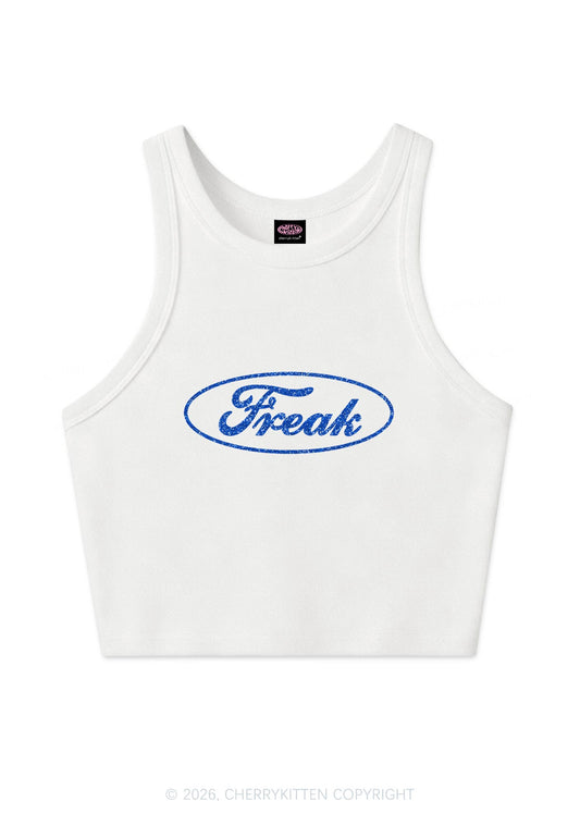 Glitter Oval Freak Y2K Crop Tank Top Cherrykitten