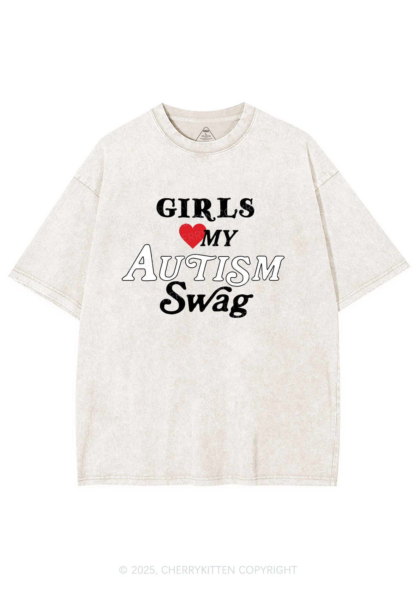 Girls Love Autism Swag Y2K Shirts Washed Tee Cherrykitten