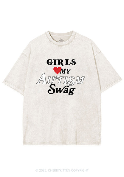 Girls Love Autism Swag Y2K Shirts Washed Tee Cherrykitten