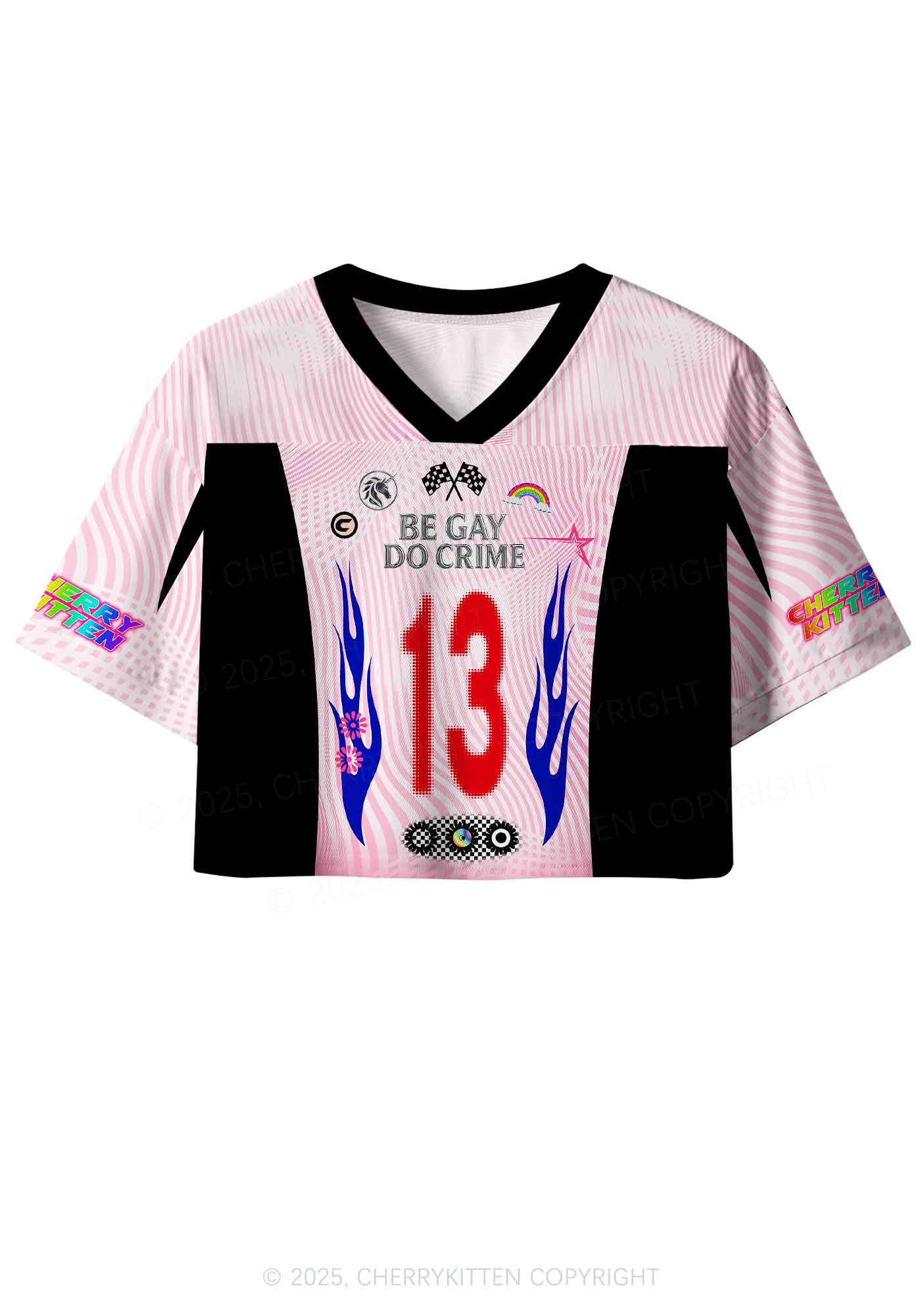 Custom Be Gay Do Crime Pride Y2K Crop Sport Jersey Shirts Cherrykitten