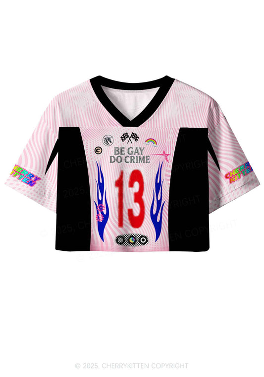 Custom Be Gay Do Crime Pride Y2K Crop Sport Jersey Shirts Cherrykitten
