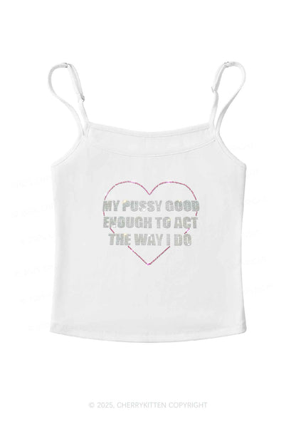 Rhinestone Good Enough To Act Y2K Spaghetti Strap Cami Cherrykitten