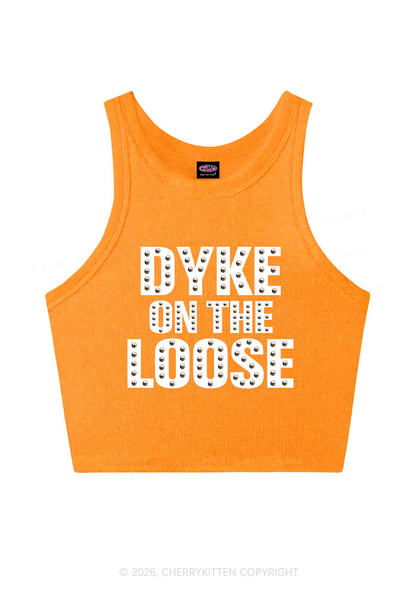 Dyke On The Loose Pride Y2K Crop Tank Top Cherrykitten