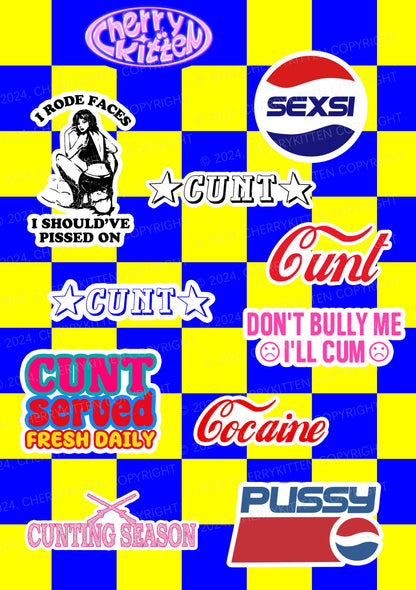 Cherrykitten Favorites Blue Y2K Stickers Pack Of 11