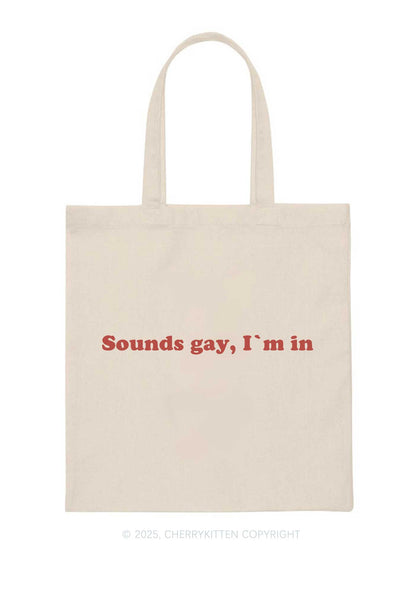 Sounds Gay Pride Y2K Canvas Tote Bag Cherrykitten