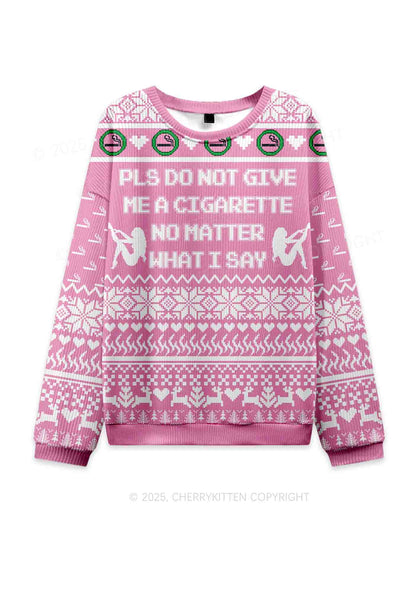 Dont Give Me Cigarette Y2K Christmas Knit Sweatshirt Cherrykitten