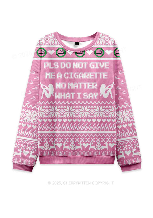 Dont Give Me Cigarette Y2K Christmas Knit Sweatshirt Cherrykitten