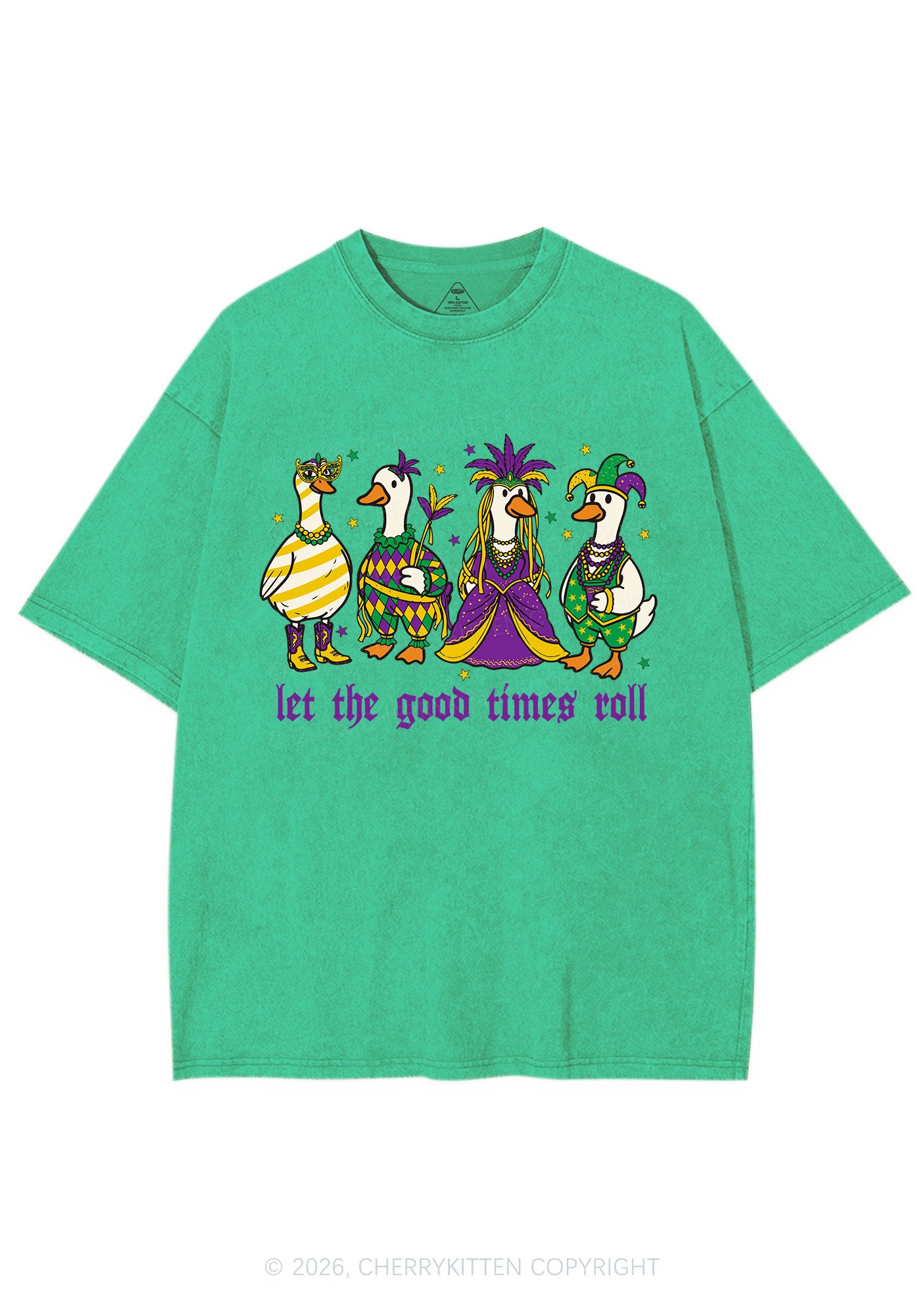 Let The Good Times Roll Y2K Shirts Washed Tee Cherrykitten