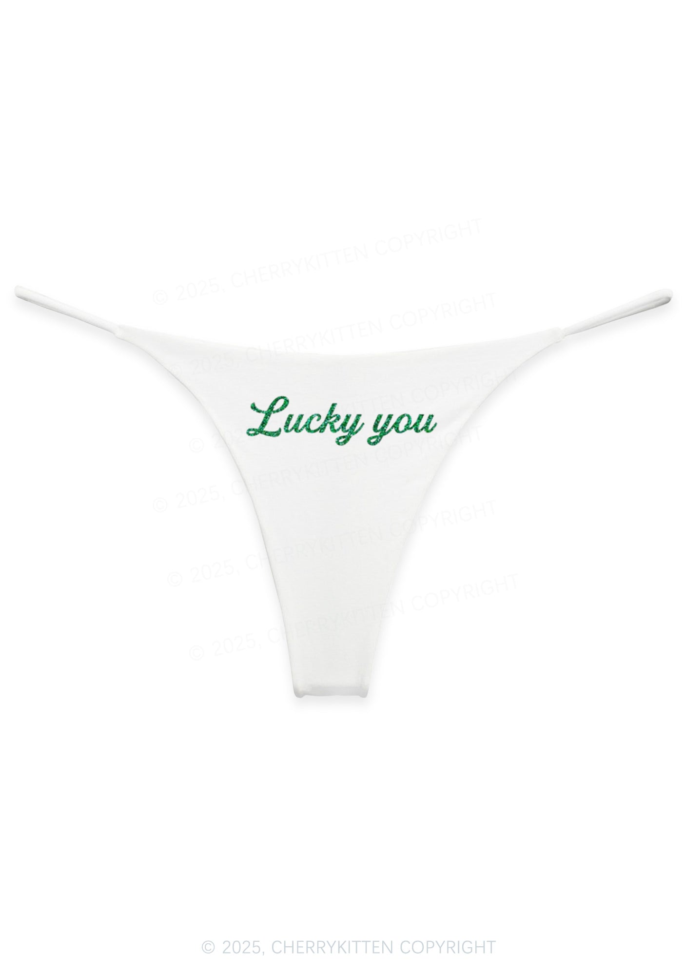 Glitter Lucky You St Patricks Y2K Bikini String Thong Cherrykitten