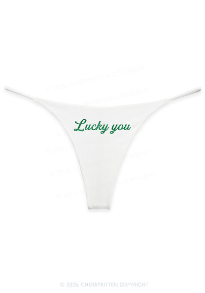 Glitter Lucky You St Patricks Y2K Bikini String Thong Cherrykitten