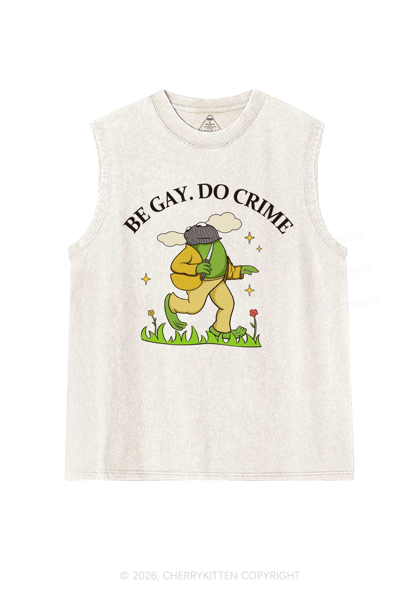 Be Gay Do Crime Frog Pride Y2K Washed Muscle Tank Cherrykitten