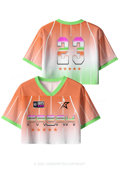 Custom Orange Freak Y2K Crop Sport Jersey Shirts Cherrykitten