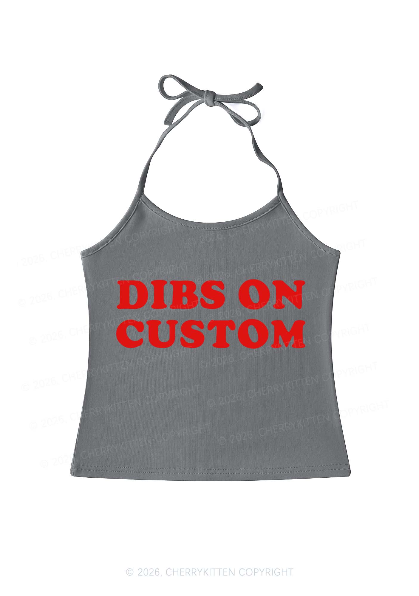 Dibs On Custom Y2K Halter Neck Cami Cherrykitten