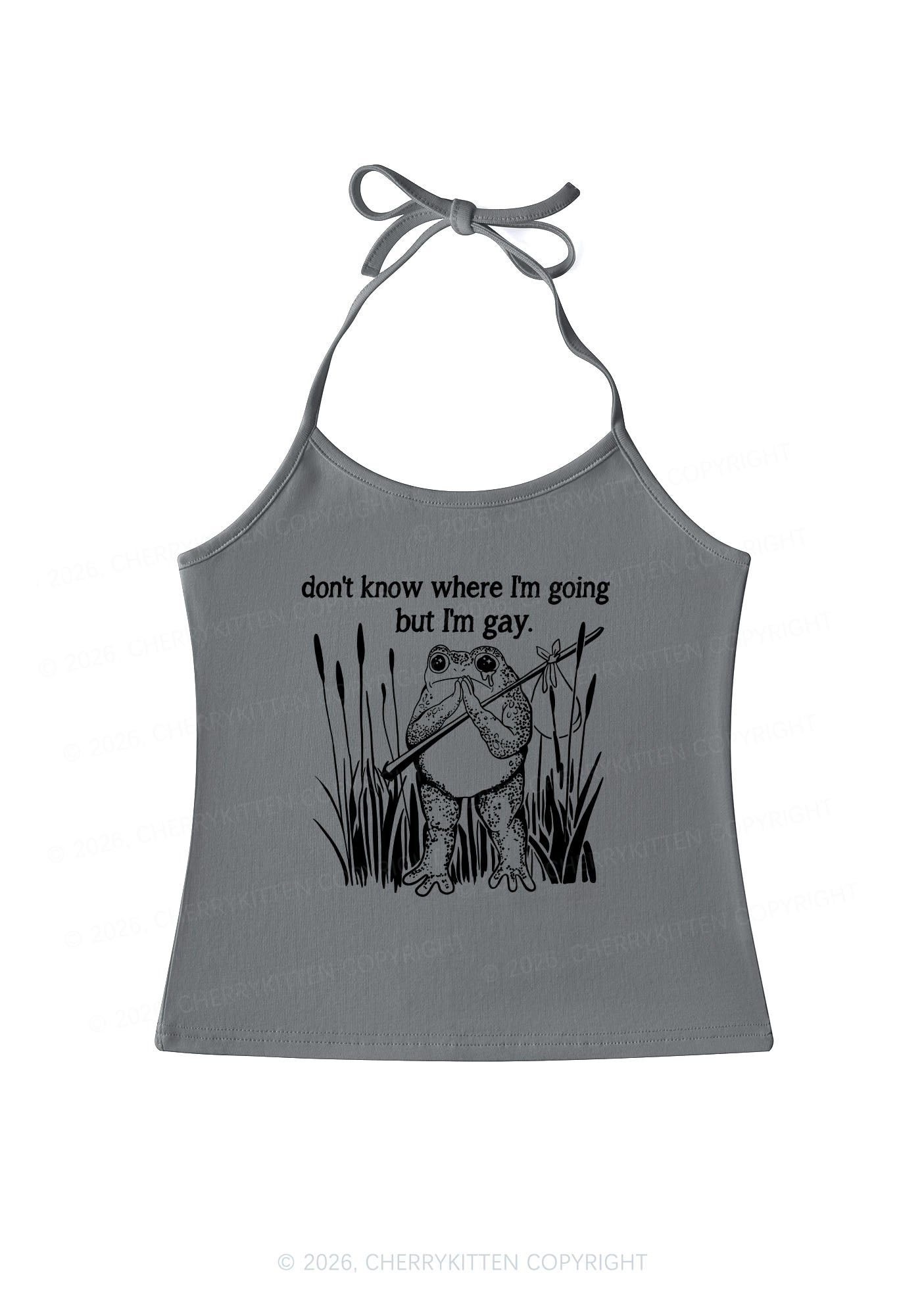 But I Am Gay Frog Pride Y2K Halter Neck Cami Cherrykitten