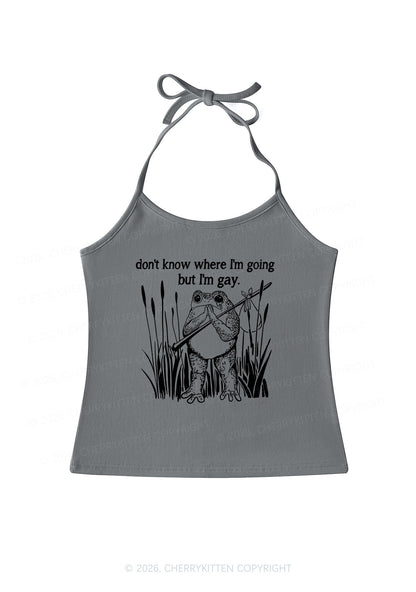 But I Am Gay Frog Pride Y2K Halter Neck Cami Cherrykitten