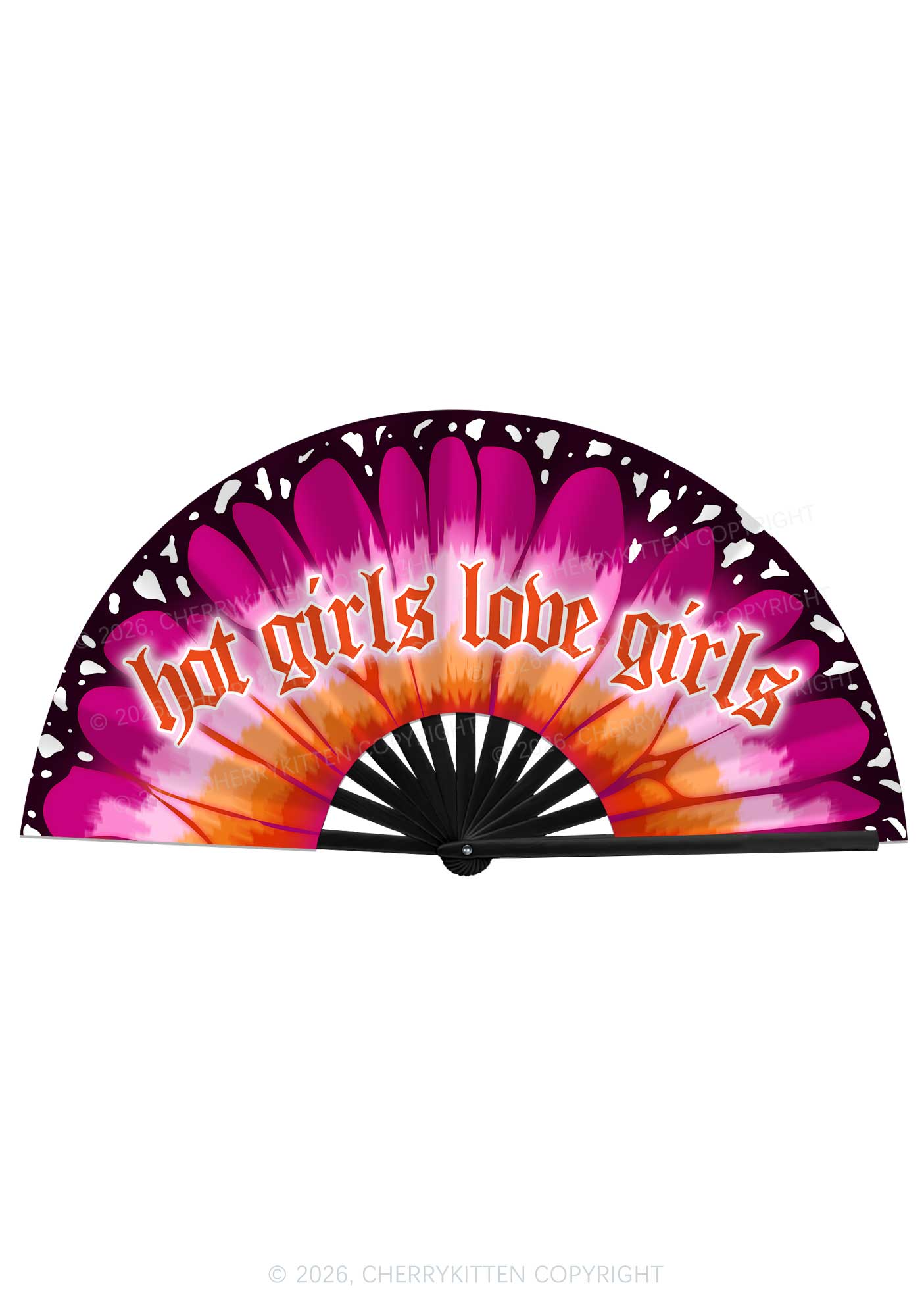 Hot Girls Love Girls Pride Y2K Rave Hand Fan Cherrykitten