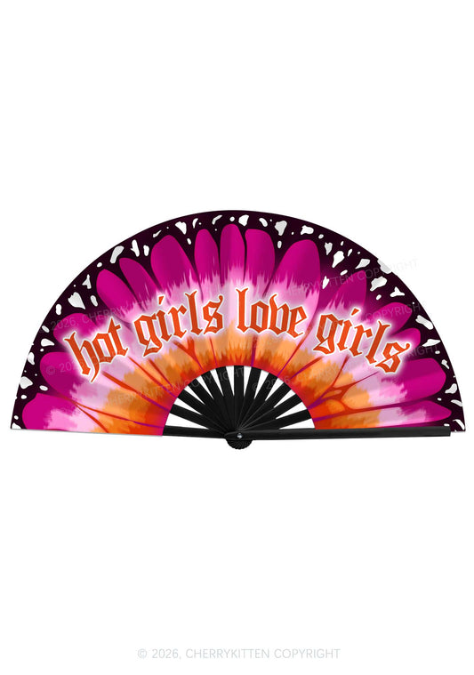 Hot Girls Love Girls Pride Y2K Rave Hand Fan Cherrykitten