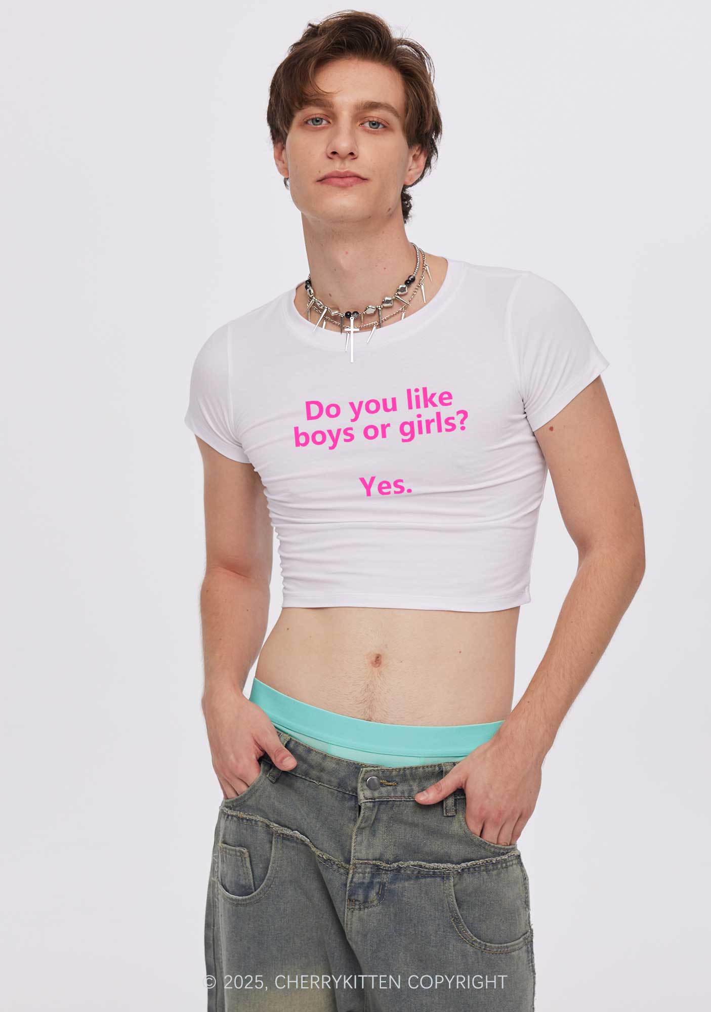 Do You Like Boys Or Girls Pride Y2K Baby Tee Cherrykitten