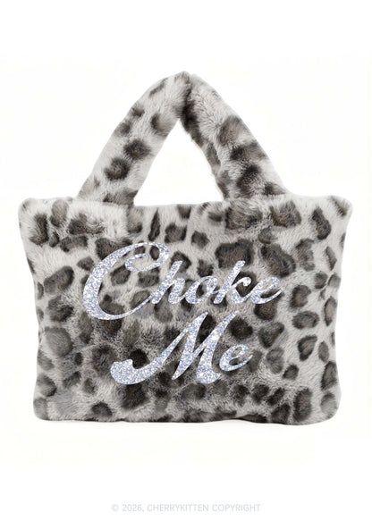 Glitter Choke Me Y2K Plush Leopard Handbag Cherrykitten