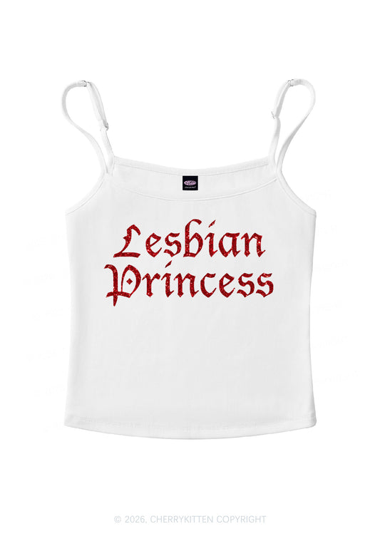 Glitter Lesbian Princess Pride Y2K Spaghetti Strap Cami Cherrykitten