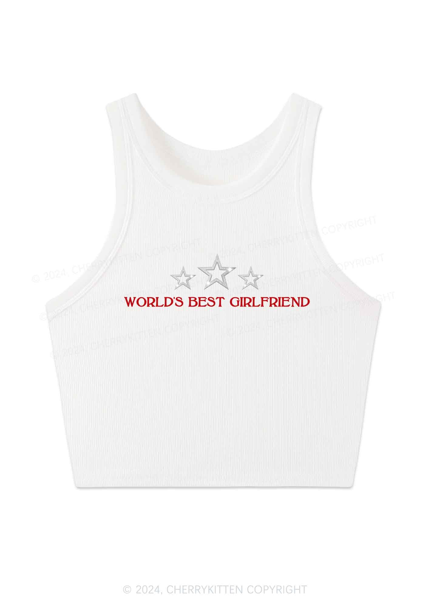 World's Best Girlfriend Y2K Crop Tank Top Cherrykitten