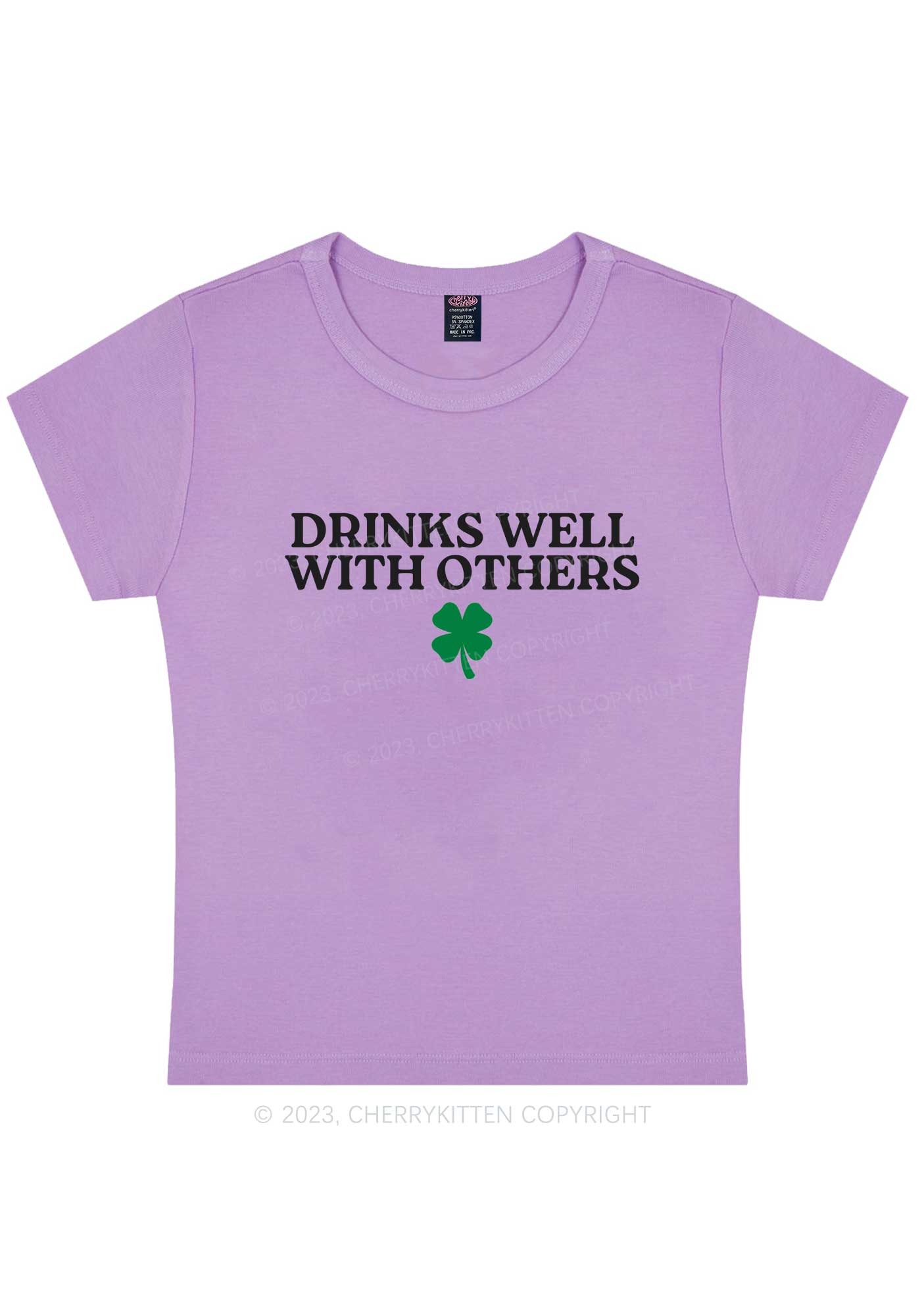 Drinks Well With Others St Patricks Y2K Baby Tee Cherrykitten