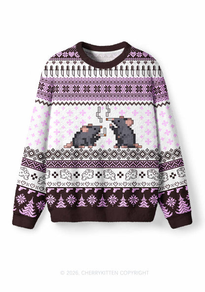Smoking Rats Y2K Christmas Knit Sweatshirt Cherrykitten