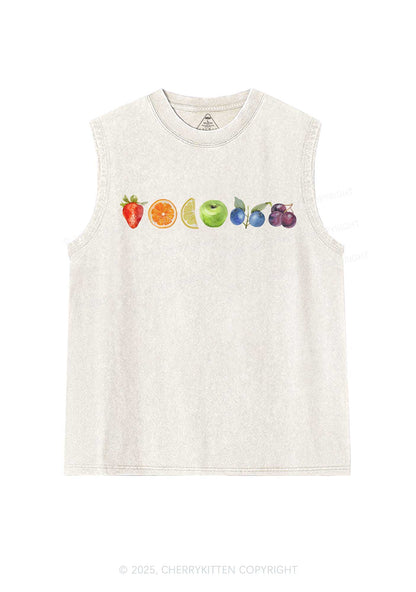 Six Fruity Pride Y2K Washed Muscle Tank Cherrykitten