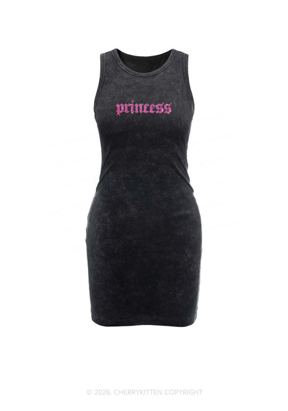 Rhinestone Princess Y2K Washed Tank Dress Cherrykitten