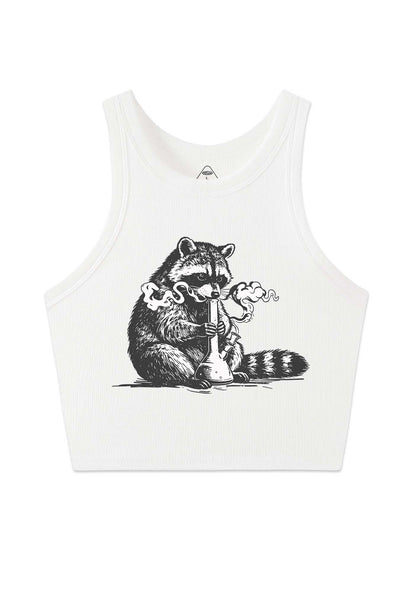 Stoned Raccoon Y2K Crop Tank Top Cherrykitten