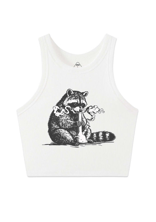 Stoned Raccoon Y2K Crop Tank Top Cherrykitten