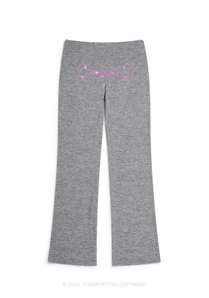 Rhinestone Pink Scissor Pride Y2K Low Rise Drawstring Flare Pants Cherrykitten