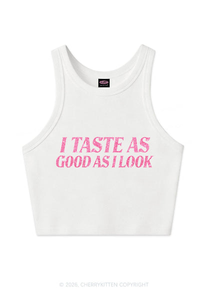 Glitter I Taste Good Y2K Crop Tank Top Cherrykitten