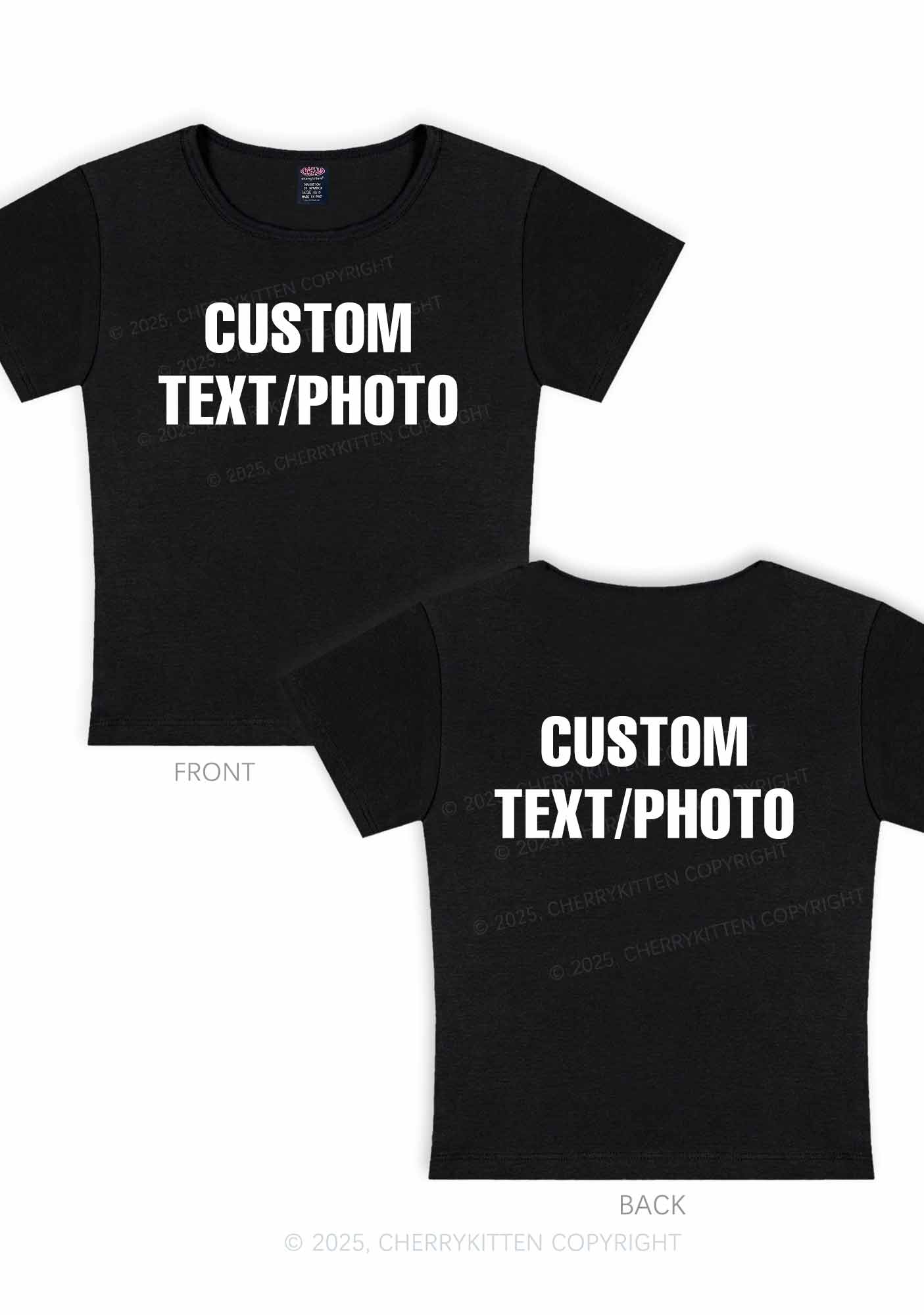Custom Text Two Sides Y2K Baby Tee Cherrykitten