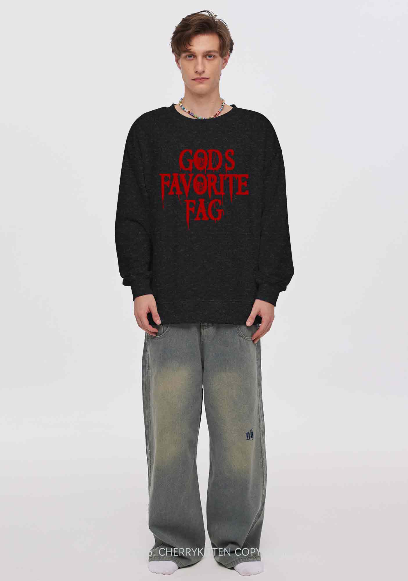 Halloween Gods Favorite Fag Pride Y2K Washed Sweatshirts Cherrykitten