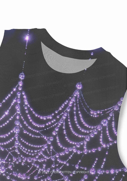 Glistening Spiderweb Y2K Mesh Muscle Tank Cherrykitten