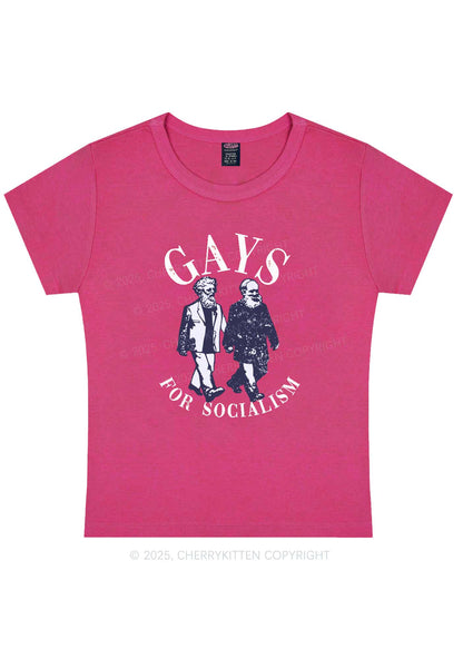 Gays For Socialism Pride Y2K Baby Tee Cherrykitten